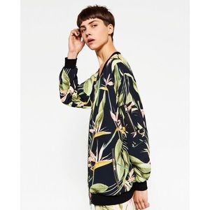 Zara birds of paradise floral bomber jacket (S)
